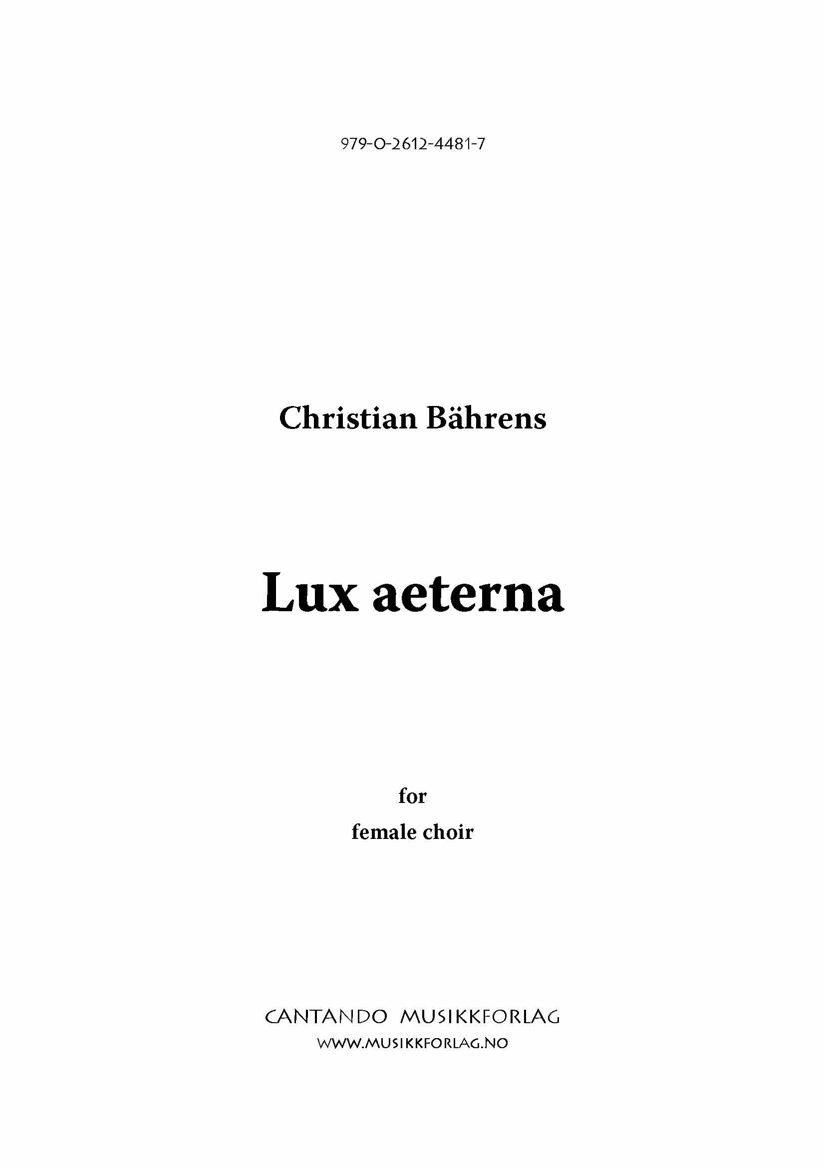 Lux æterna - SSAA - Christian Bährens