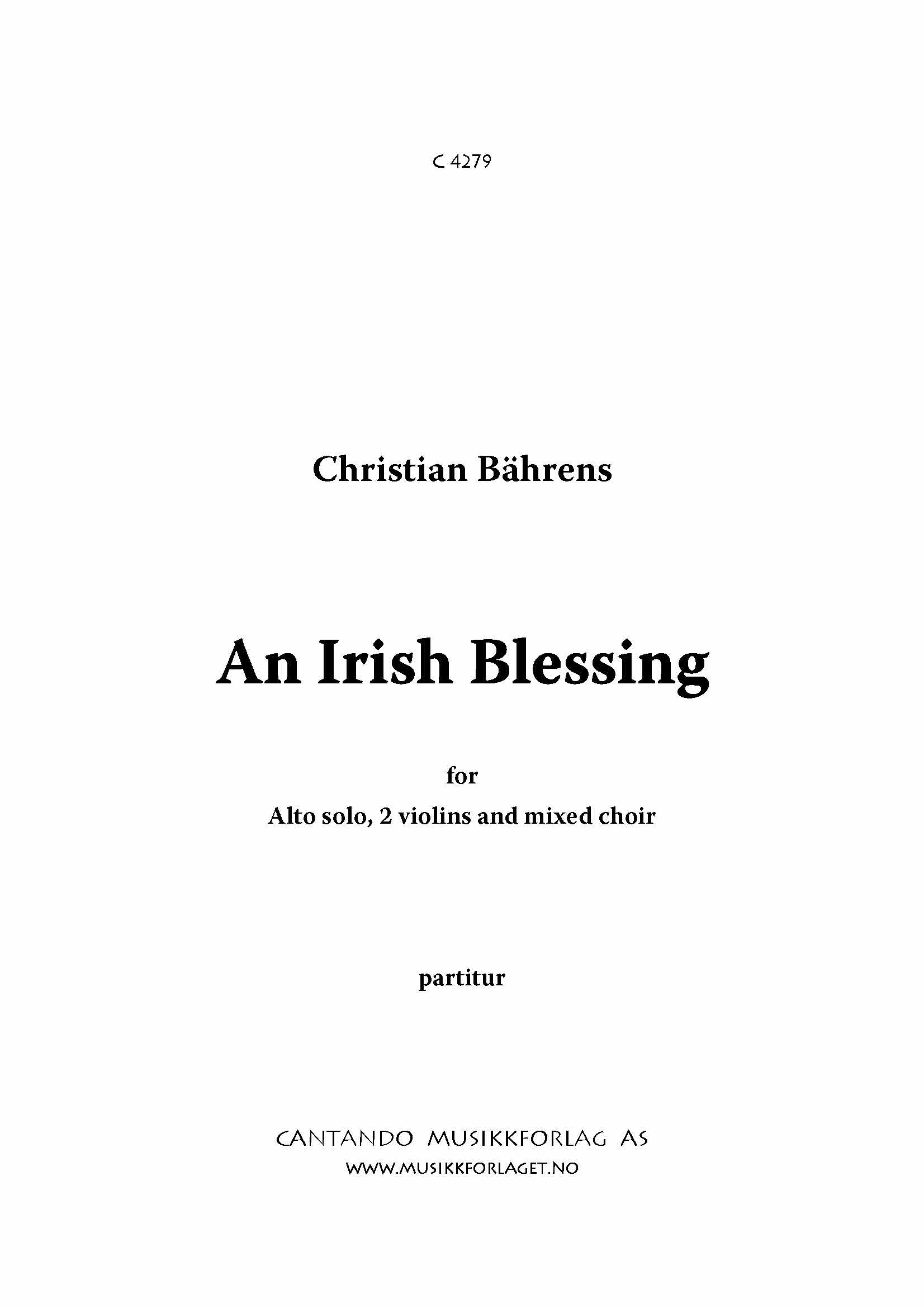 An Irish Blessing - Alto solo, 2 violins and mixed choir